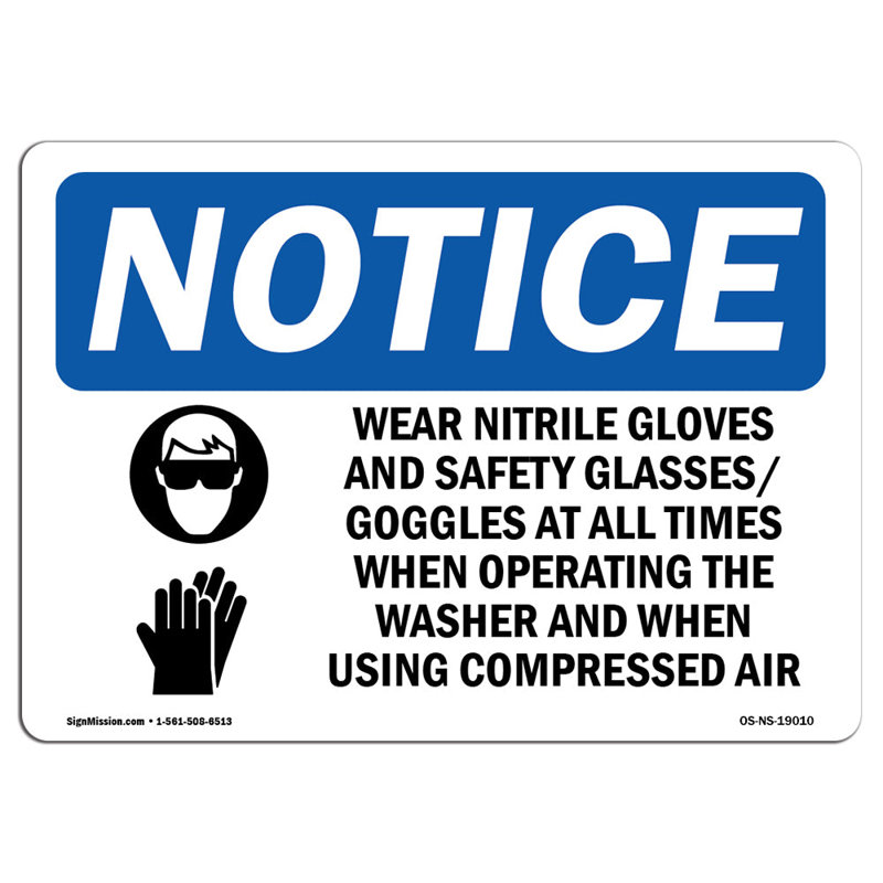Porter des gants en nitril et une affiche de sécurité en aluminium 18 x 24