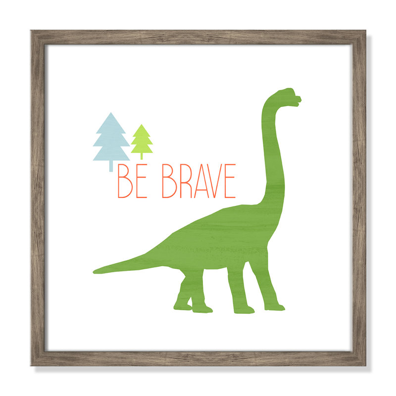 Dino Brave 1 ', art encadré, 16" H x 16" W x 1.18" D, Encadré de boîte de grange gris