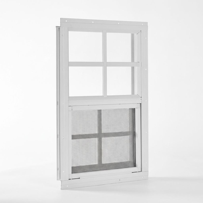 Paquet de 1 petite fenêtre coulissante pour fenêtre de 12 po x 18 po avec cadre en alliage d'aluminium et écran en fibre de verre pour poulailler