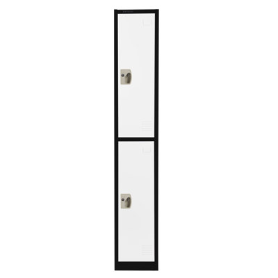 72" x 12" x 12" 2-Door Steel Key Lock 2-Tier Locker - Employee & Student Storage for Schools, Gym, Workplace - Includes Shelves, Hooks, Ventilation & Card Holder - Easy Assembly