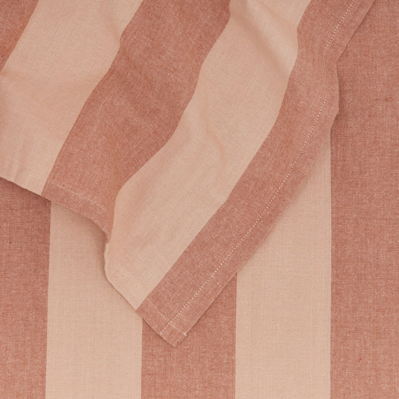 Blush and Terracotta Striped Cotton Rectangular Tablecloth
