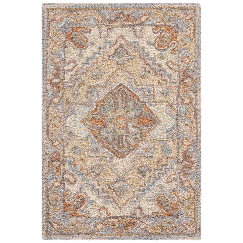 Falman Hand Loomed Wool/Cotton/Latex Oriental Rug in Gray/Beige, Rectangle 2' x 3'