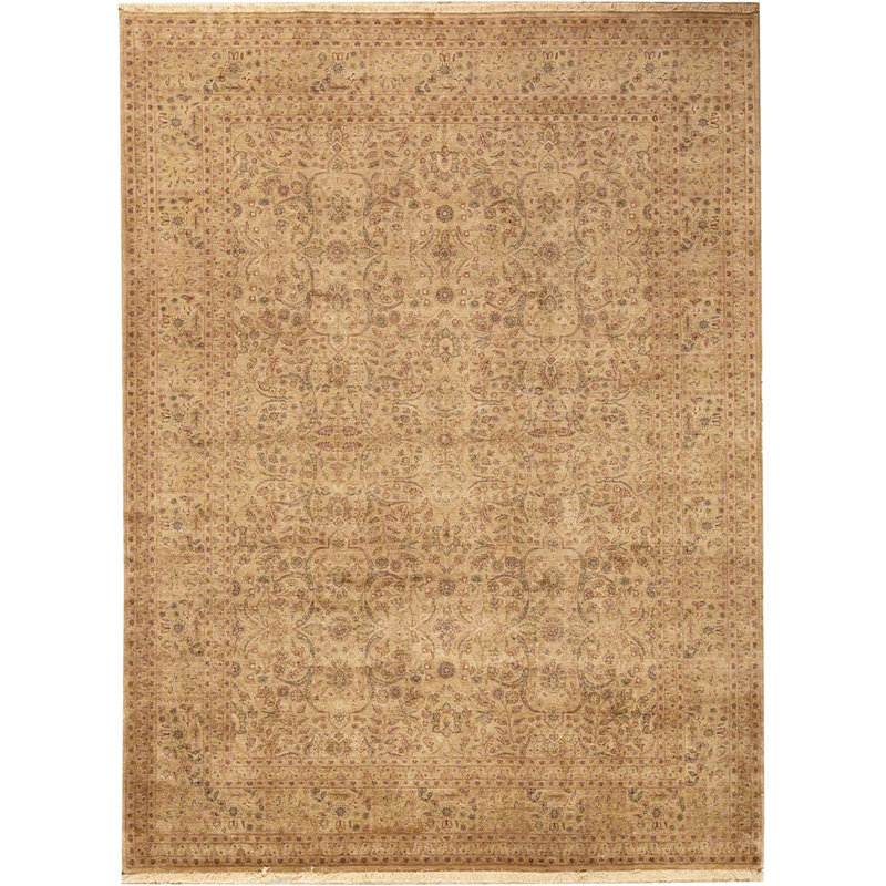 Tapis beige noué à la main de haute qualité