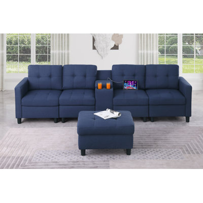 Kentrell Sectional Sofa With USB Ports & Cup Holders by Ebern Designs