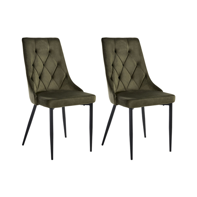 49cm H Velvet Upholstered Upholstered Back Side Chair, Green