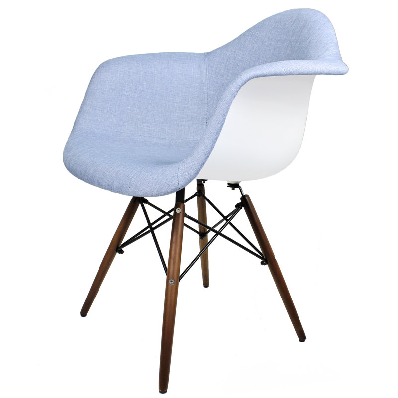 Fauteuil Cryal, Noyer, Denim - bleu