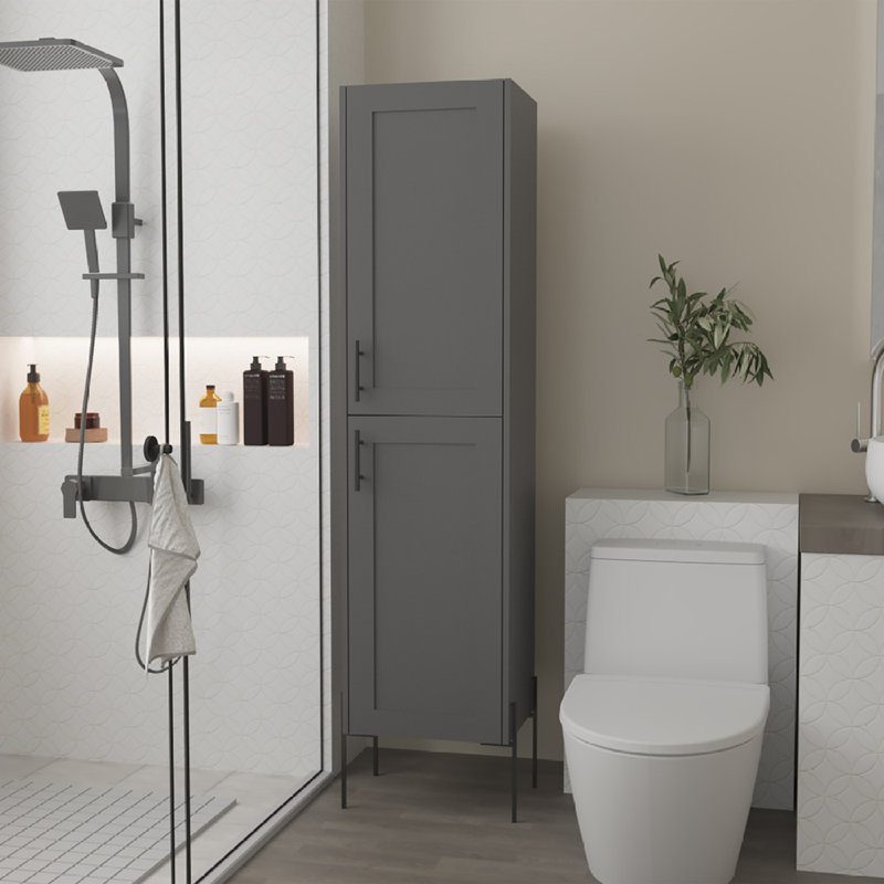 Meuble d'appoint Sealy Hight en mélamine et 4 tablettes, gris mat, Gris mat