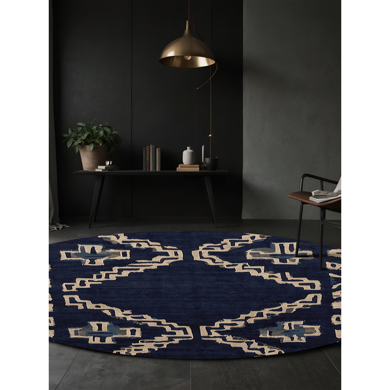 Machine Washable Gray Area Rug, Round 5'