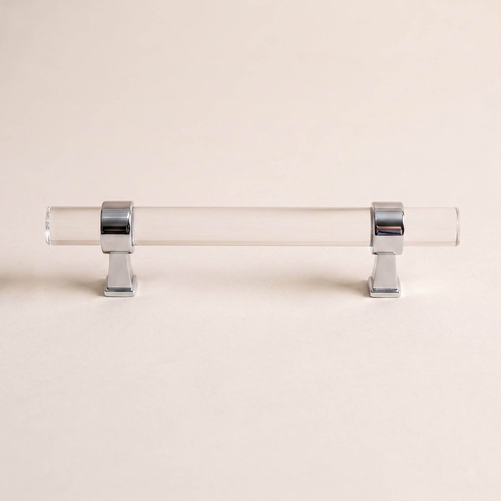 Acrylic Bar Cabinet Pull, Polished Chrome, 3.75"