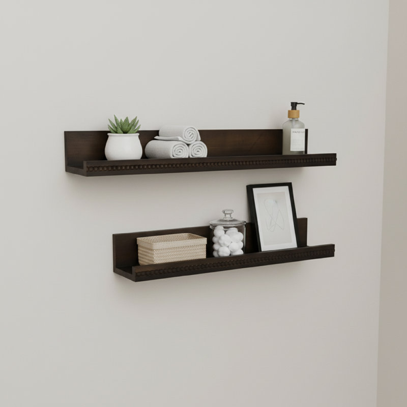Ensemble de tablettes flottantes 2 pièces American Art Decor, Bois brun foncé