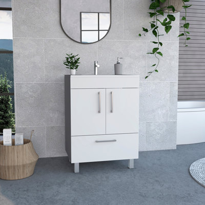 Meuble-lavabo simple blanc 2 portes