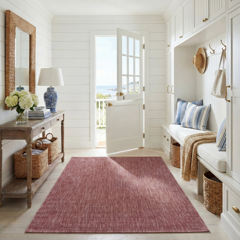 Alaycia Performance Solid Color Indoor/Outdoor Area Rug, Rectangle 5'5" x 7'7"