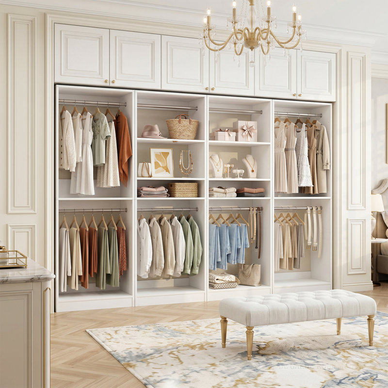 Système de garde-robe en bois Seward, Blanc