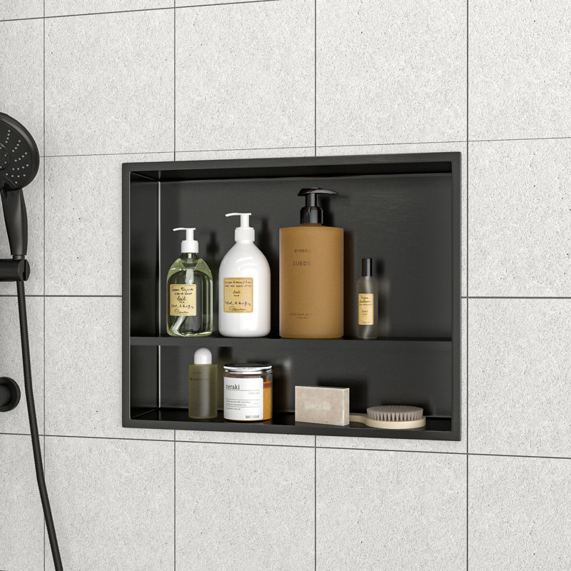 Tablette double 19 po x 15 po en acier inoxydable pour niche de douche