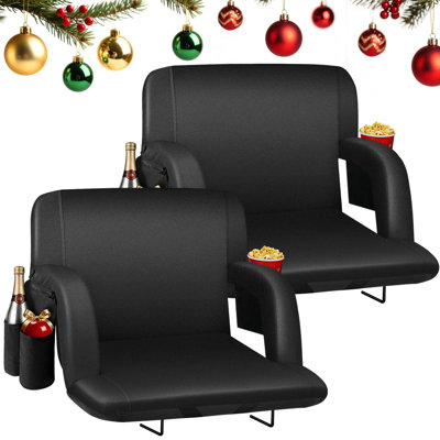 Stadium Seat For Bleachers With Back Support, Portable Reclining Bleacher Chair With Cushion, Adjustable Armrests, Hooks & Straps, Foldable Stadium Chair For Sports Games & Outdoor Events
