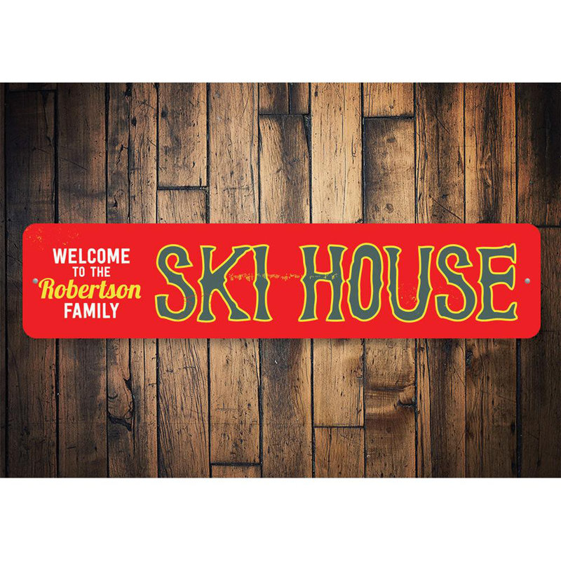 Ski House Custom Aluminum Sign, 4" H x 18" W x 0.04" D