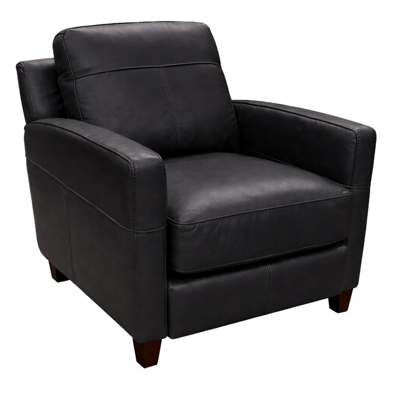 Fauteuil en cuir Archdale, Chair, Cuir véritable noir