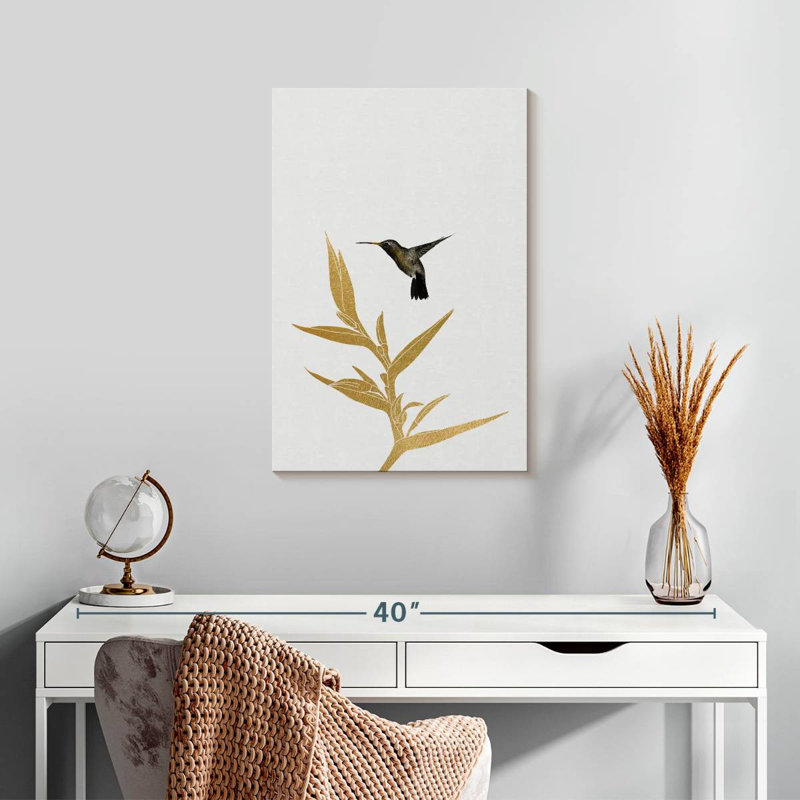Colibri et fleur I, H 24 po x l 16 po