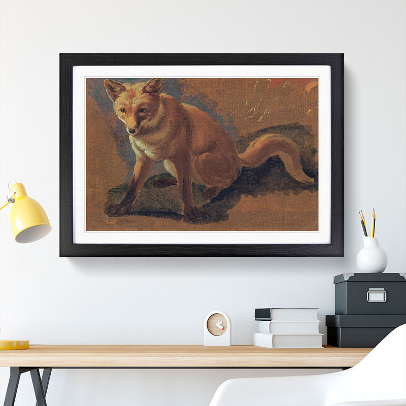 Study of a Fox by Jacques-Laurent Agasse - Framed Print, Black Framed, 36cm H x 48cm W x 2cm D