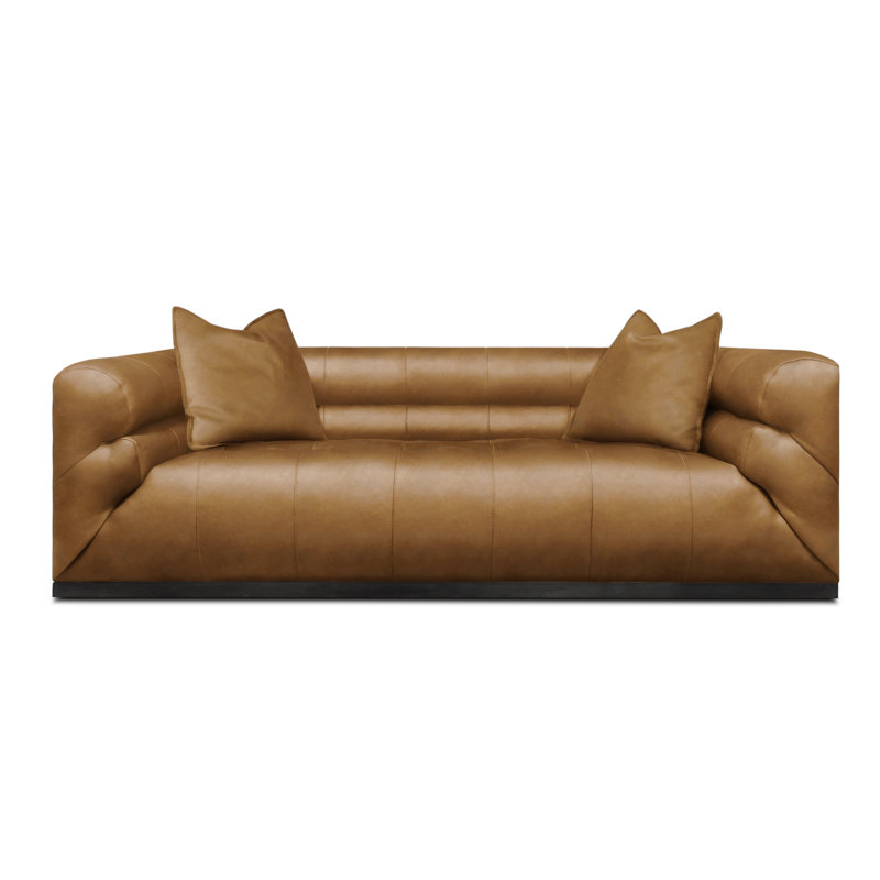 Monet Leather Sofa, Nutmeg Coachella Genuine Leather, Ash Honey