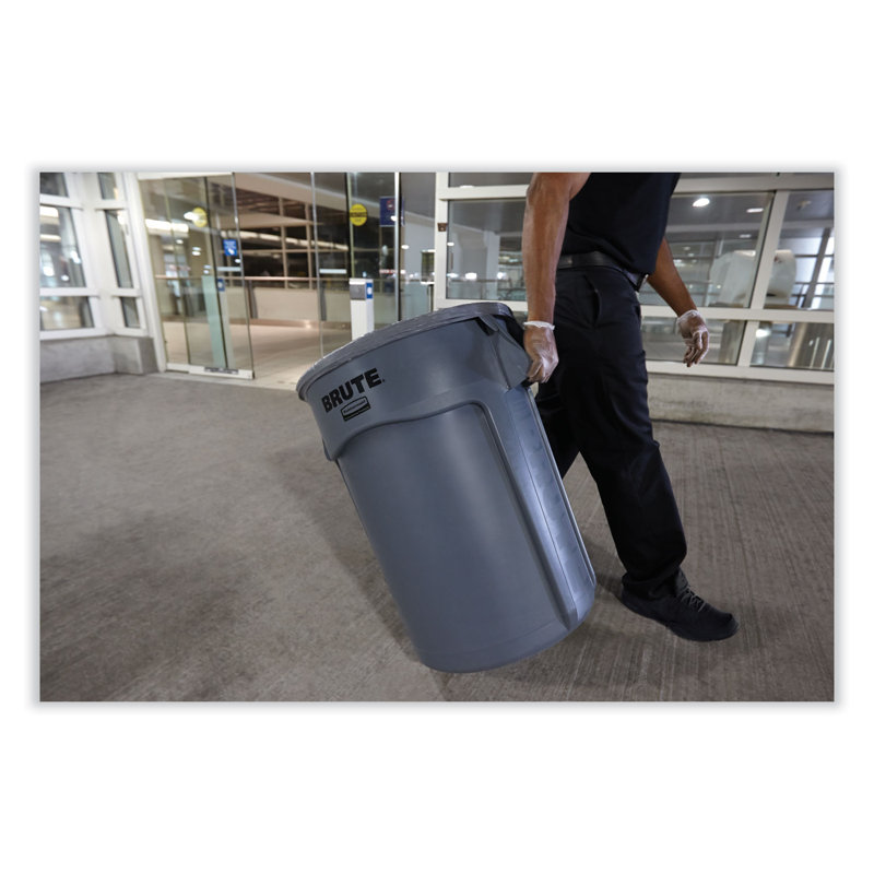 Rubbermaid® Commercial Round Brute® Container Plastic Open Kitchen Trash Can - 55 Gallons