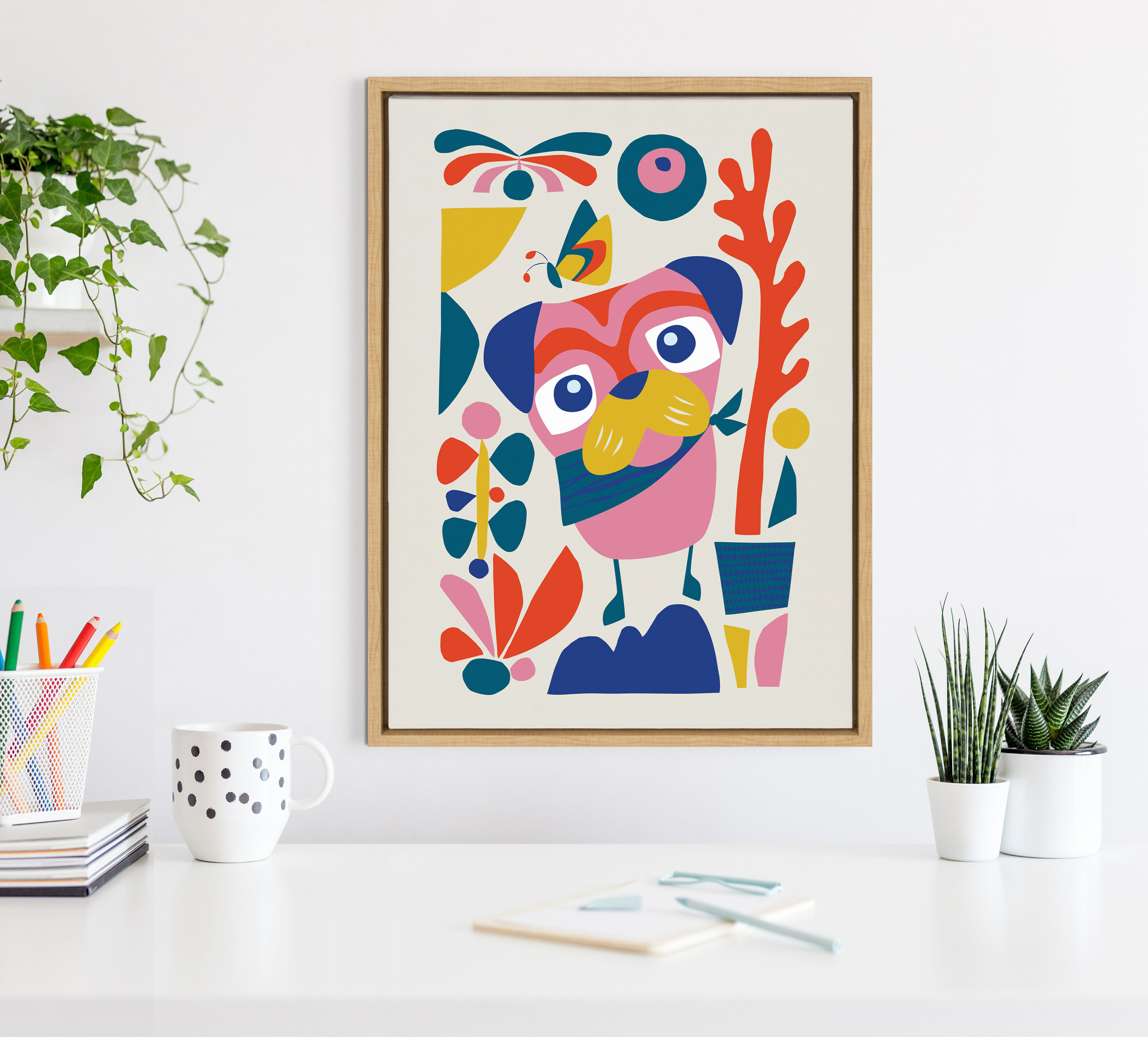 Isabelle & Max™ Mid Century Modern Pug Framed On Canvas by Rachel Lee ...