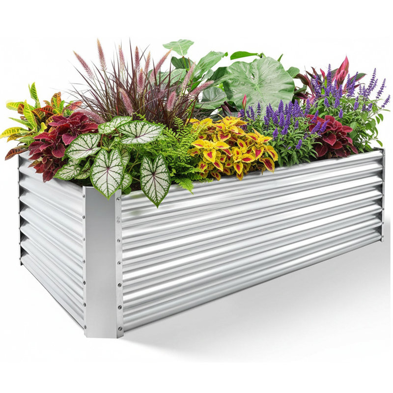 Ensemble de lit de jardin surélevé galvanisé 6 pi x 3 pi 2 po Denishia, jardinières surélevées galvanisées pour jardin extérieur, grands lits de jardin surélevés en métal pour légumes, fleurs, herbes, plantes grasses