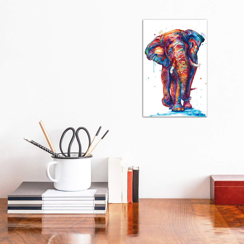 «Elephant» par Weekday Best - impression d'art graphique, Toile tendue, H 18 po x l 12 po x 1,5 po