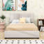 Lit plateforme double tapissier 2 tiroirs avec lit gigogne simple et tête de lit-1035159126