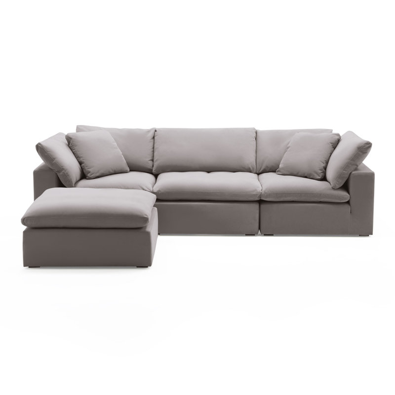 Canapé modulaire Calana, Ardoise, 4 pièces (2 d'angle, 1 sans accoudoirs, 1 repose-