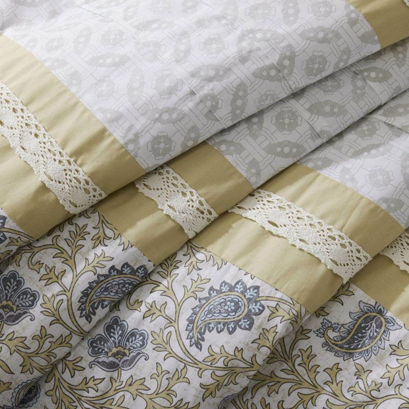 Édredon en coton jaune 9 pièces Dawn, Jaune