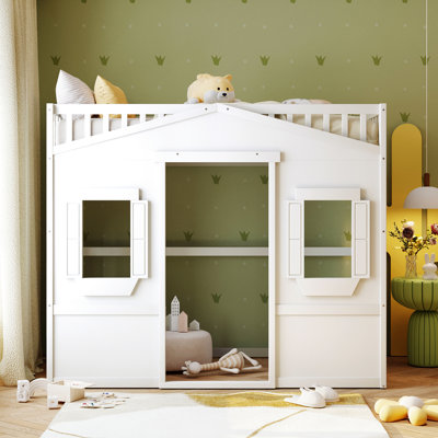 Lit mezzanine simple avec lit en bois massif blanc pour un sommeil confortable - années d'utilisation