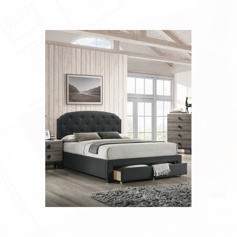 Lit simple en tissu, Gris anthracite