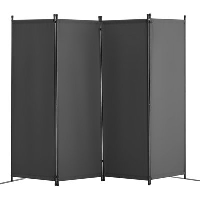 Grey Fabric 4 - Panel Room Divider For Office, 8867.5inch, Privacy Screen, Freestanding, Waterproof, Blocks Sun, With Carbon Steel And Metal Bases, Flexible Design Space Saving Freestanding Divider,