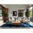 Soft Plush Athanas Duel Scene Modern & Contemporary Abstract Area Rug in Blue – Navy Binding-319927357