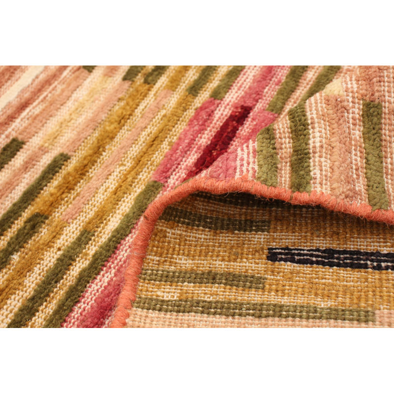 Tapis en laine noué à la main beige/jaune/gris Bedonia