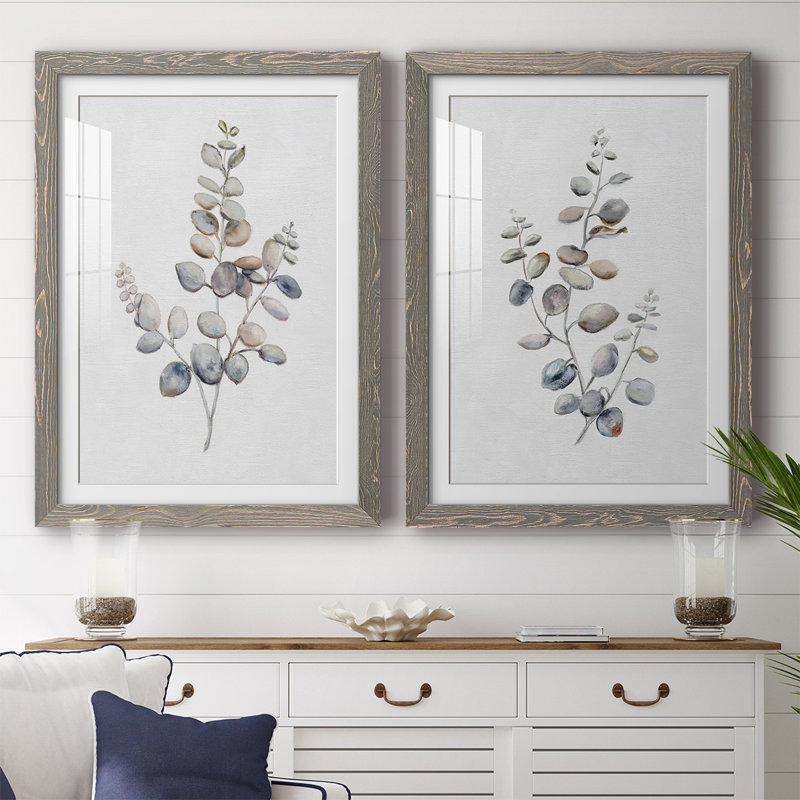 Eucalyptus I-Premium, reproduction encadrée - prête à être accrochée, H 27,5 po x l 75 po x P 1,5 po, Gris