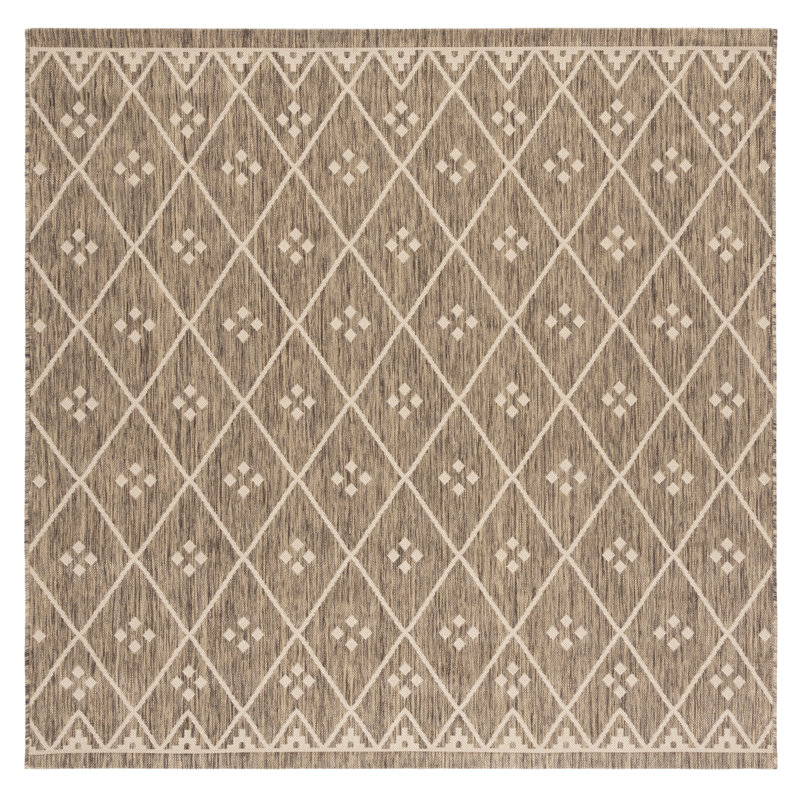Arneshia Striped Navy/Gray Indoor/Outdoor Area Rug, Square 6'7"