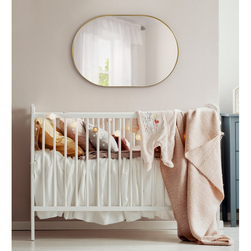 Elegant Brass Oval Wall Mirror with Metal Frame, 30" x 20"
