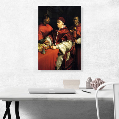Portrait du pape Léon X avec deux cardinaux 1519 par Raphael - reproduction d'art sur toile tendue