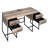 Modern Rustic Office Desk With 4 Storage - Oak And Black Port Charging Metal Sled Base For Stability