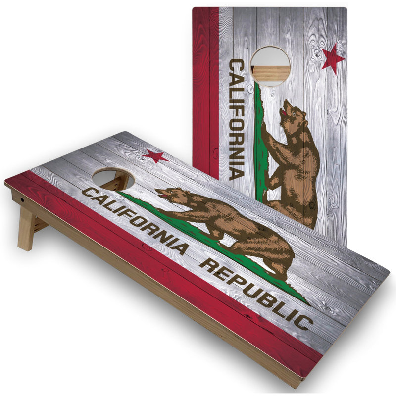 Planches de cornhole 2 'x 4' avec lumières DEL, Drapeau de la Californie
