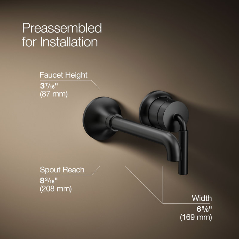 Tone Wall-Mount Single-Handle Bathroom Sink Faucet, Matte Black