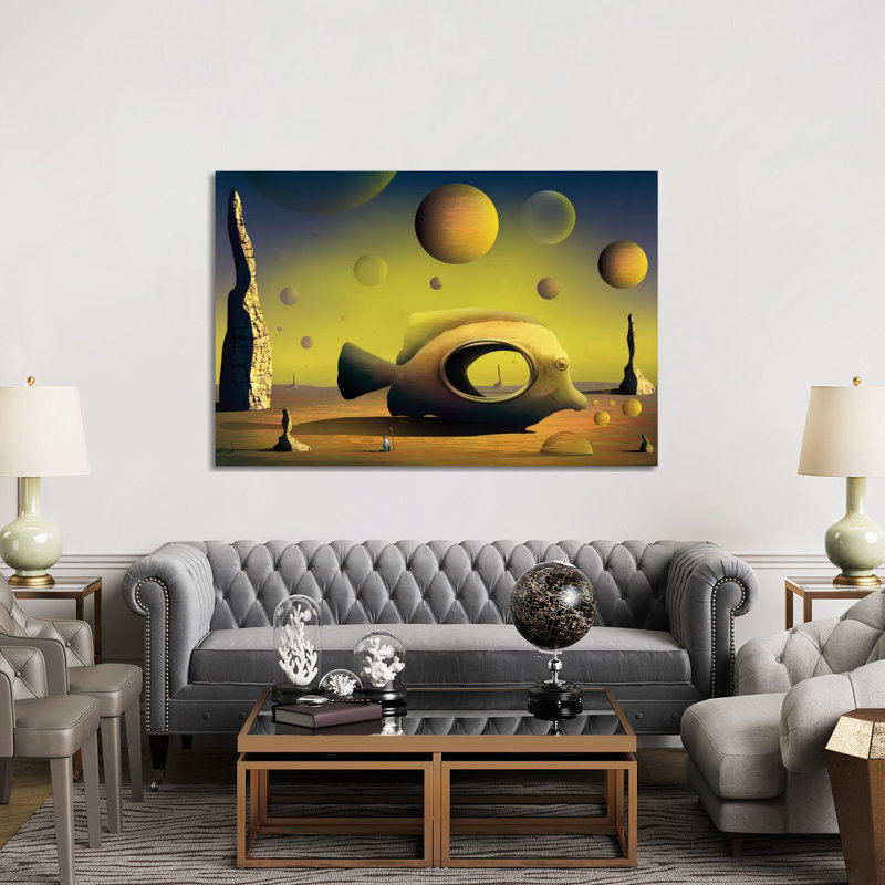 Paisagem Com Peixe (Landscape with Fish) 1 Piece Wall Art on Canvas, 152.5 cm H x 101.5 cm W x 3.175 cm D, Wrapped Canvas