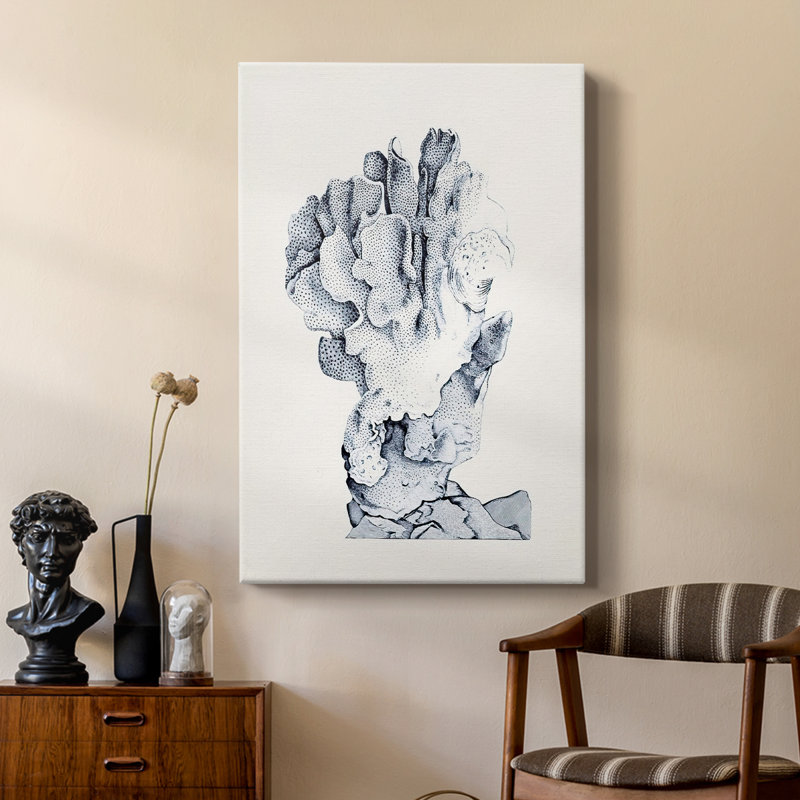 Bleu antique corail IV - galerie Cavas sur mesure, H 18 po x l 12 po