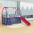 Twin Metal Loft Bed With Curtain, Slide And Ladder-1849869609