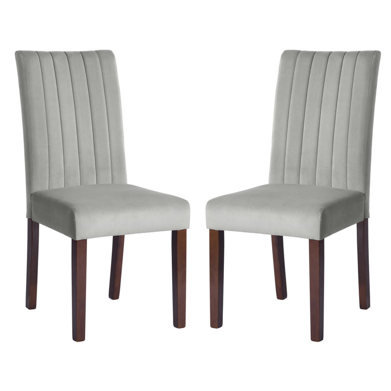 Beley Upholstered Dining Chair, Grey, Dark Brown