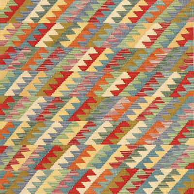 Contemporary Red/Blue/Beige Area Rug
