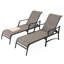 Ensemble de 2 chaises longues d'extérieur en métal PVC-coated polyester à dossier réglable à 5 niveaux