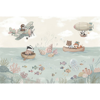 Cloudy Sky Wallpaper Ocean Scene Removable Kids Wall Decor
